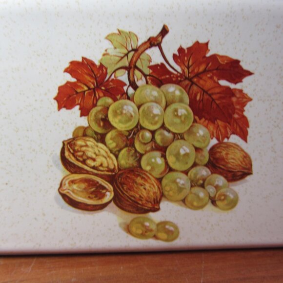 Hyalyn Pottery Canister vintage fruit Pattern wood Lid retro (W4742) - Picture 3 of 16